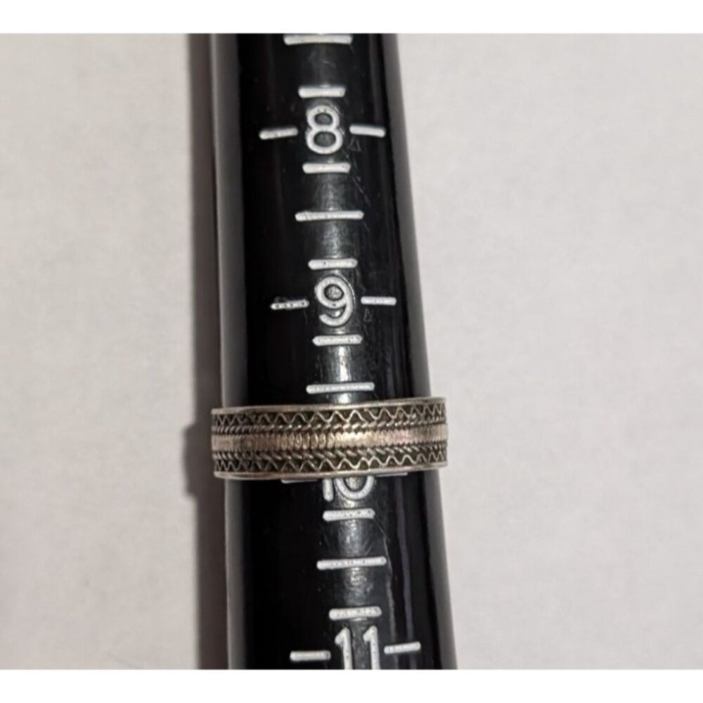 Sterling Silver 925 Vintage Style Band Ring Sz 10 Intricate Engraved Pattern